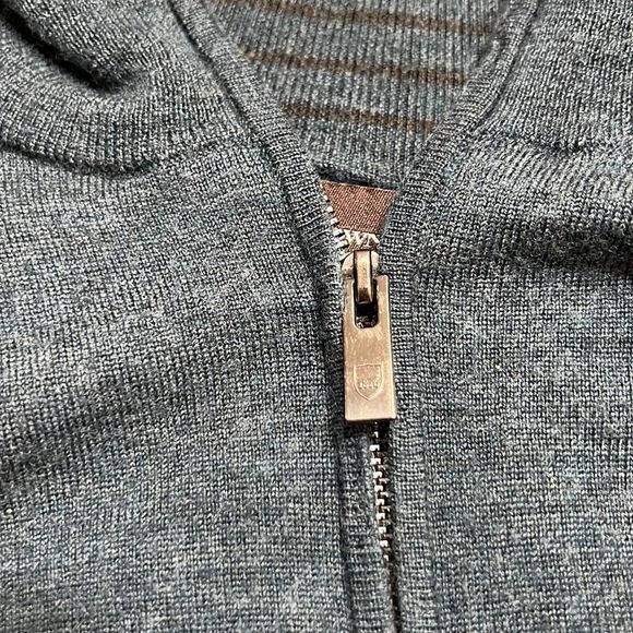 Black Brown Blue 100% Merino Wool 1/4 Zip Pull Over Long Sleeve Sweater Sz M EUC - Picture 5 of 10